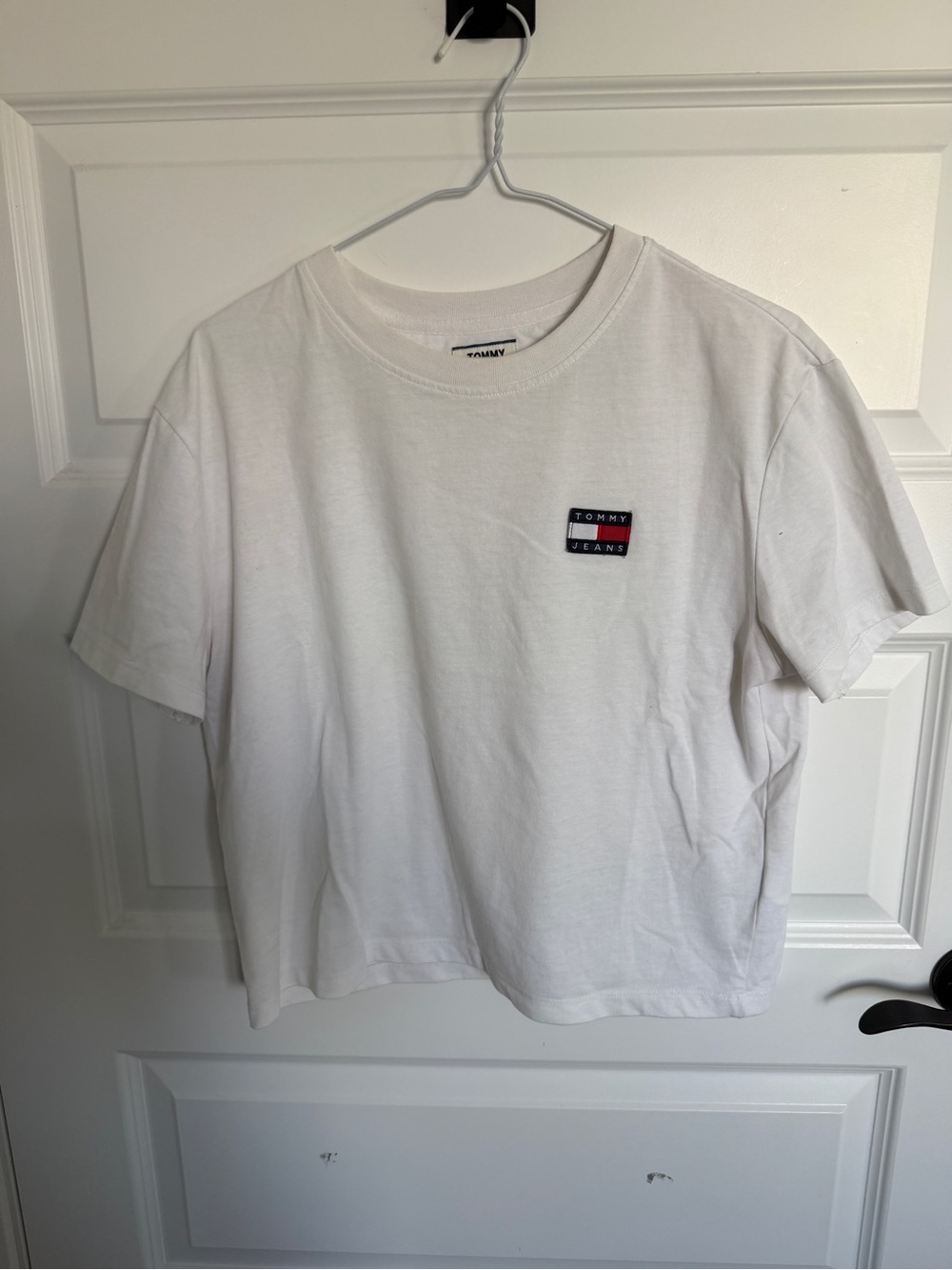 H&M White Cropped Tee with Small Chest Patch